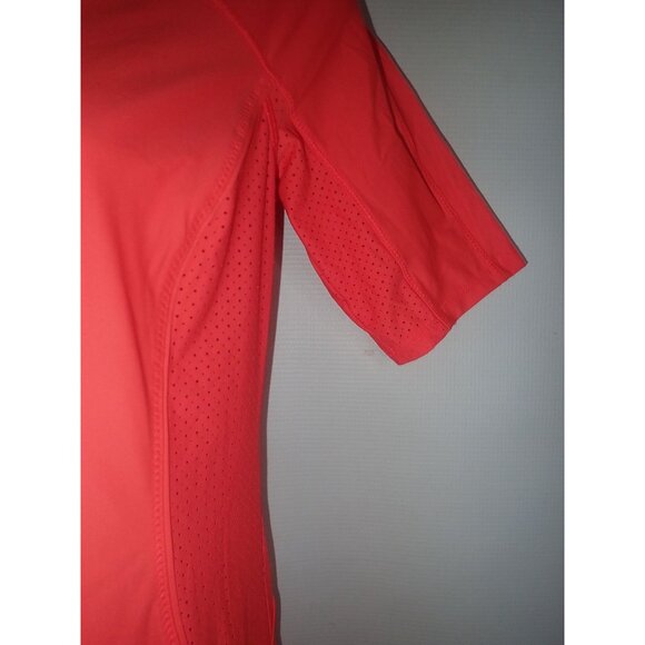 Athleta Pacifica II Perforated Mesh Rashguard Tee Size XS Coral Athletic Top - Picture 4 of 9